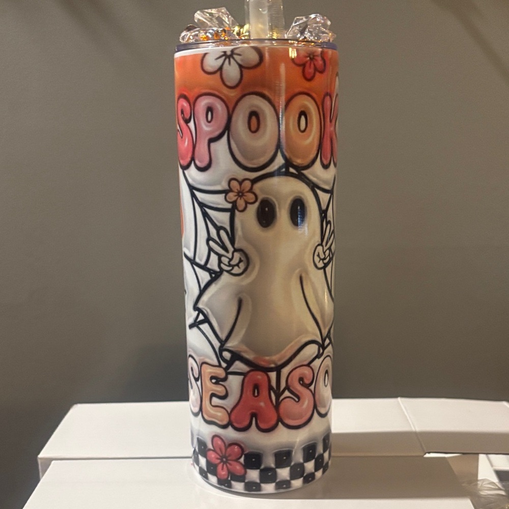 Halloween Ghost Tumbler with Straw